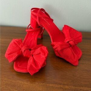 Loeffler Randall Carmen Red Moiré Bow Heel